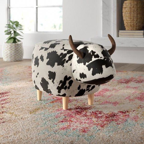 Cow, Quirky Home Decor, Ottoman Inside Recent Brown Natural Skin Leather Hide Square Box Ottomans (View 9 of 10)