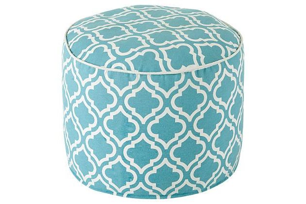 Cream Velvet Brushed Geometric Pattern Ottomans With Regard To 2019 Turquoise Geometric Pouf View  (View 5 of 10)