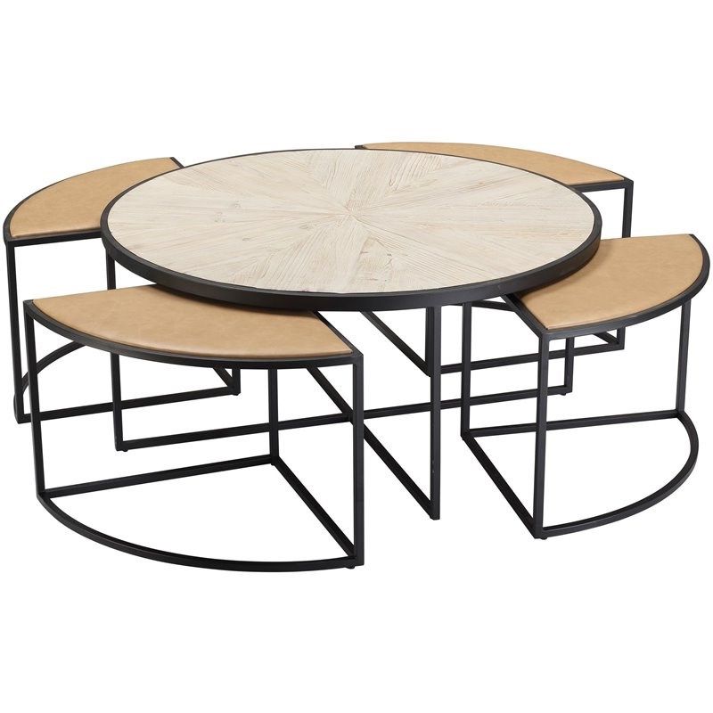 Current 5 Piece Coffee Tables Within Burnham Home Designs Olivia 5 Piece Nesting Coffee Table In Natural (View 5 of 10)