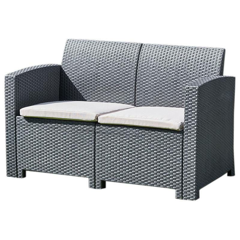 Current Black 2 Seater Rattan Sofa – Outdoor Garden Furniture For Patio With Regard To Black And Tan Rattan Coffee Tables (View 1 of 10)