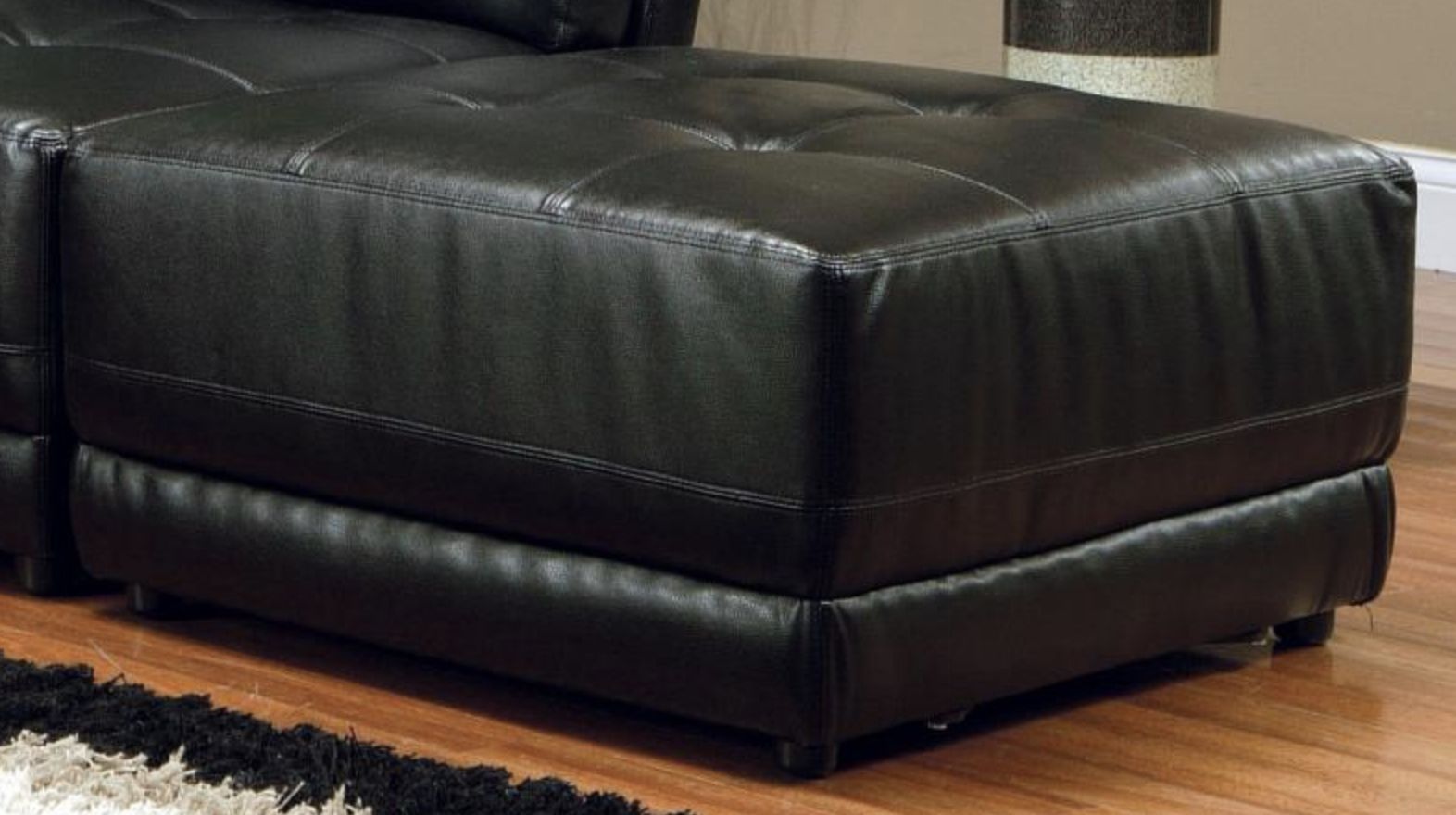 Current Black Bonded Leather Ottoman With Deep Tufting 500893coaster For Black White Leather Pouf Ottomans (View 5 of 10)