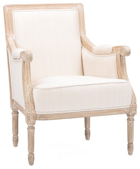 Current Chavanon Wood & Light Beige Linen Traditional French Accent Chair Intended For Light Beige Round Accent Stools (View 9 of 10)