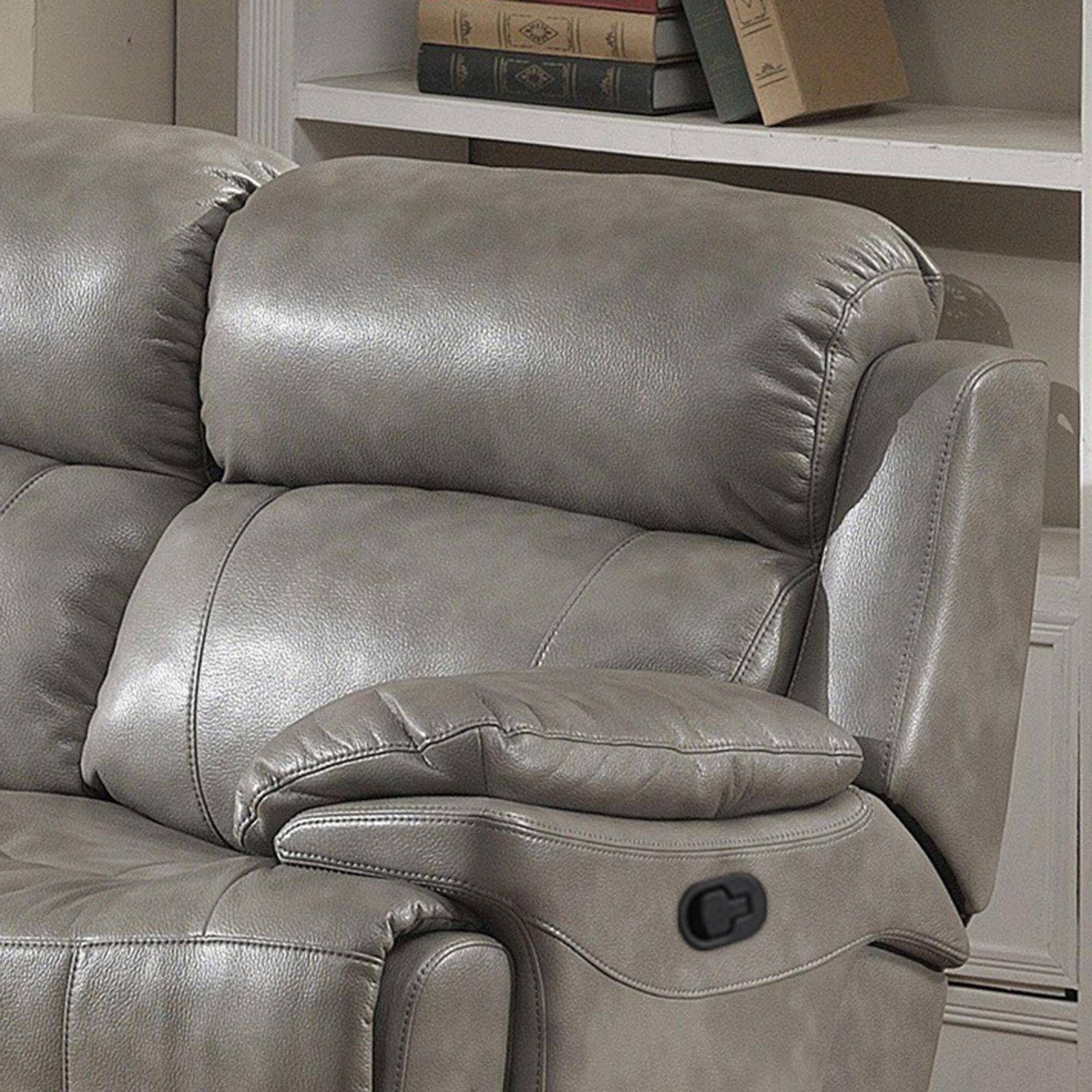 Current Espresso Faux Leather Ac And Usb Ottomans For Buy Ac Pacific Estella Reclining Sofa In Gray, Leather Online (View 2 of 10)