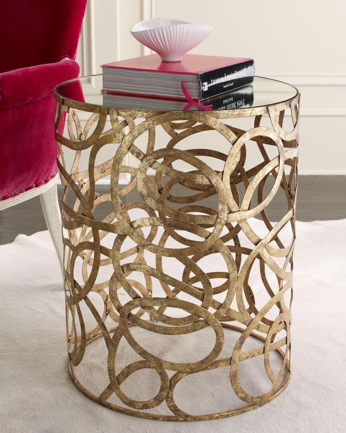 Current Gold And Mirror Modern Cube End Tables In Scroll Side Table – Horchow (twist Of A Line Coffee Tables Mirrored (View 7 of 10)