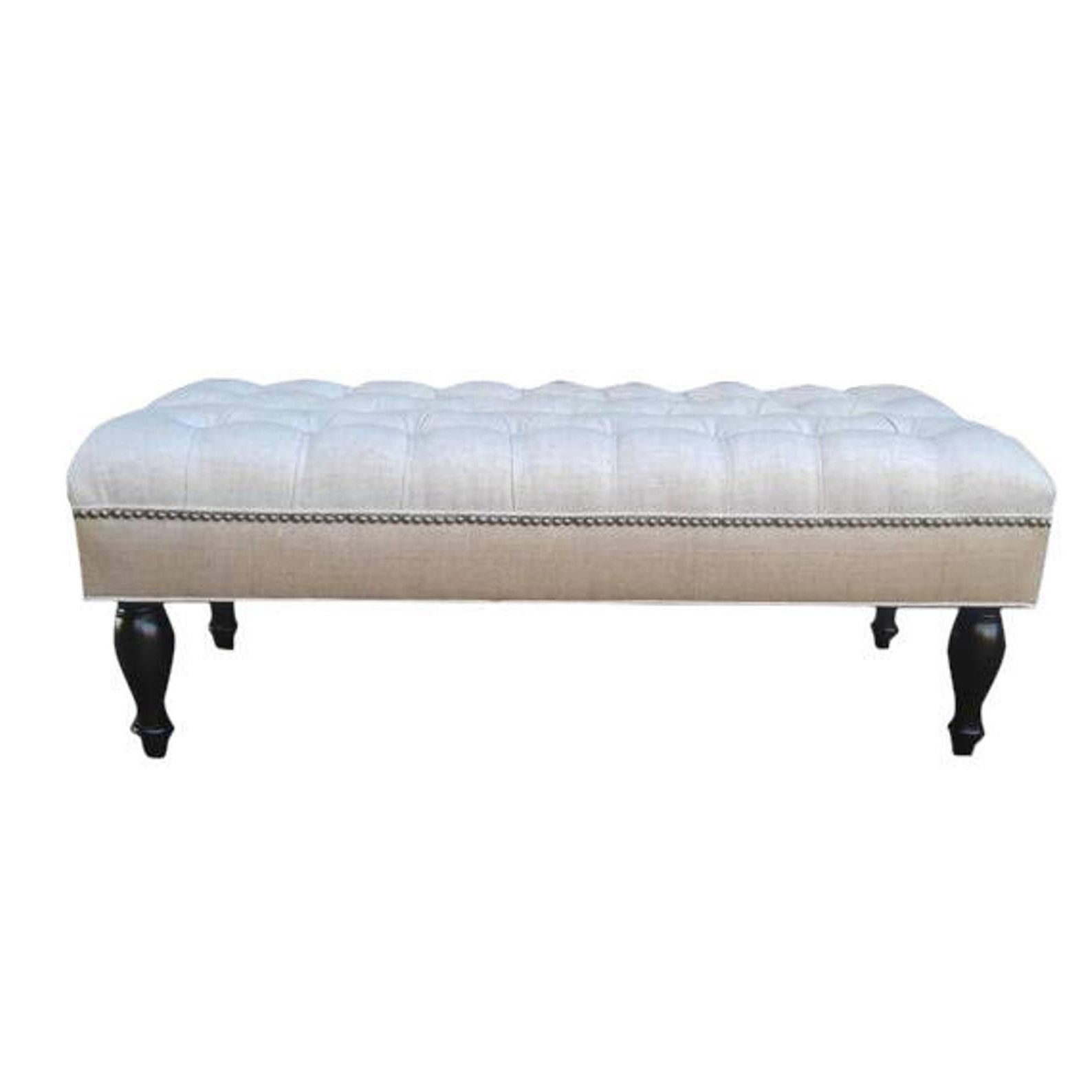 Current Linen And Burlap Upholstered Cocktail Ottoman  Bench – Tufted Ottoman Throughout Navy And Dark Brown Jute Pouf Ottomans (View 6 of 10)