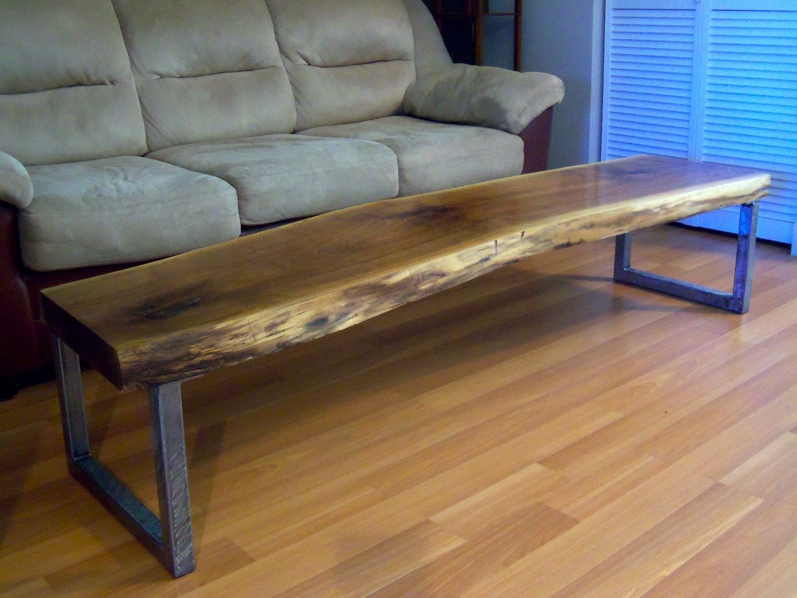 Current Oak Wood And Metal Legs Coffee Tables Pertaining To Hand Made Live Edge Black Walnut Coffee Table With Square Legsozma (View 1 of 10)