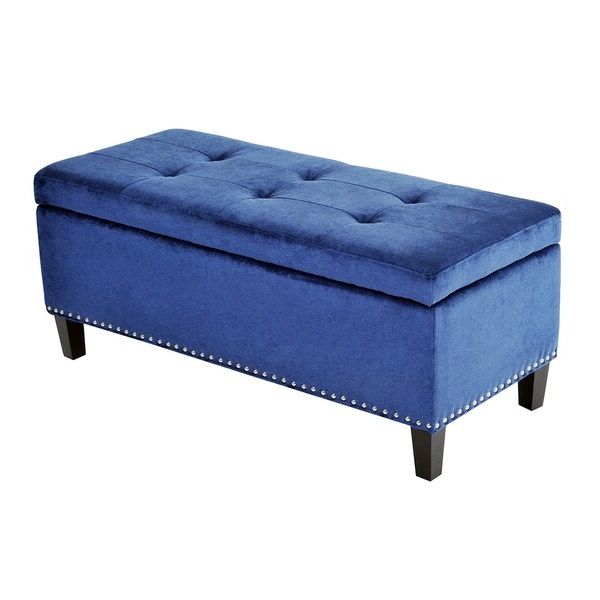 Current Shop Homcom 42" Tufted Fabric Ottoman Storage Bench – Blue – Free Intended For Blue Fabric Tufted Surfboard Ottomans (View 4 of 10)