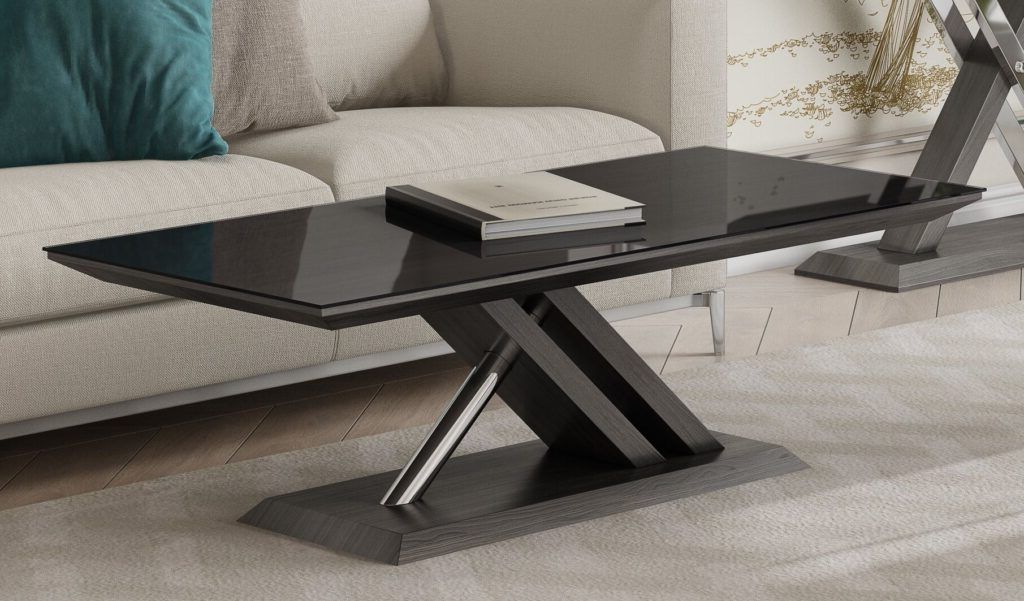 Current Valencia Black & Walnut Glass Coffee Table – Lycroft Interiors In Aged Black Coffee Tables (View 5 of 10)