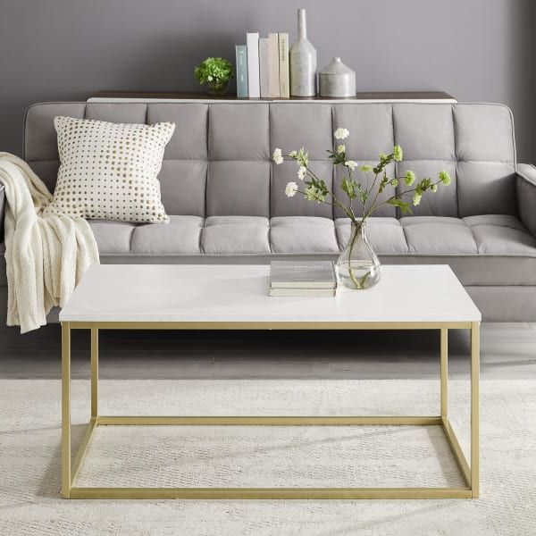 Current White Faux Marble & Gold Open Box Coffee Table — Pier 1 Pertaining To White Marble And Gold Coffee Tables (View 9 of 10)