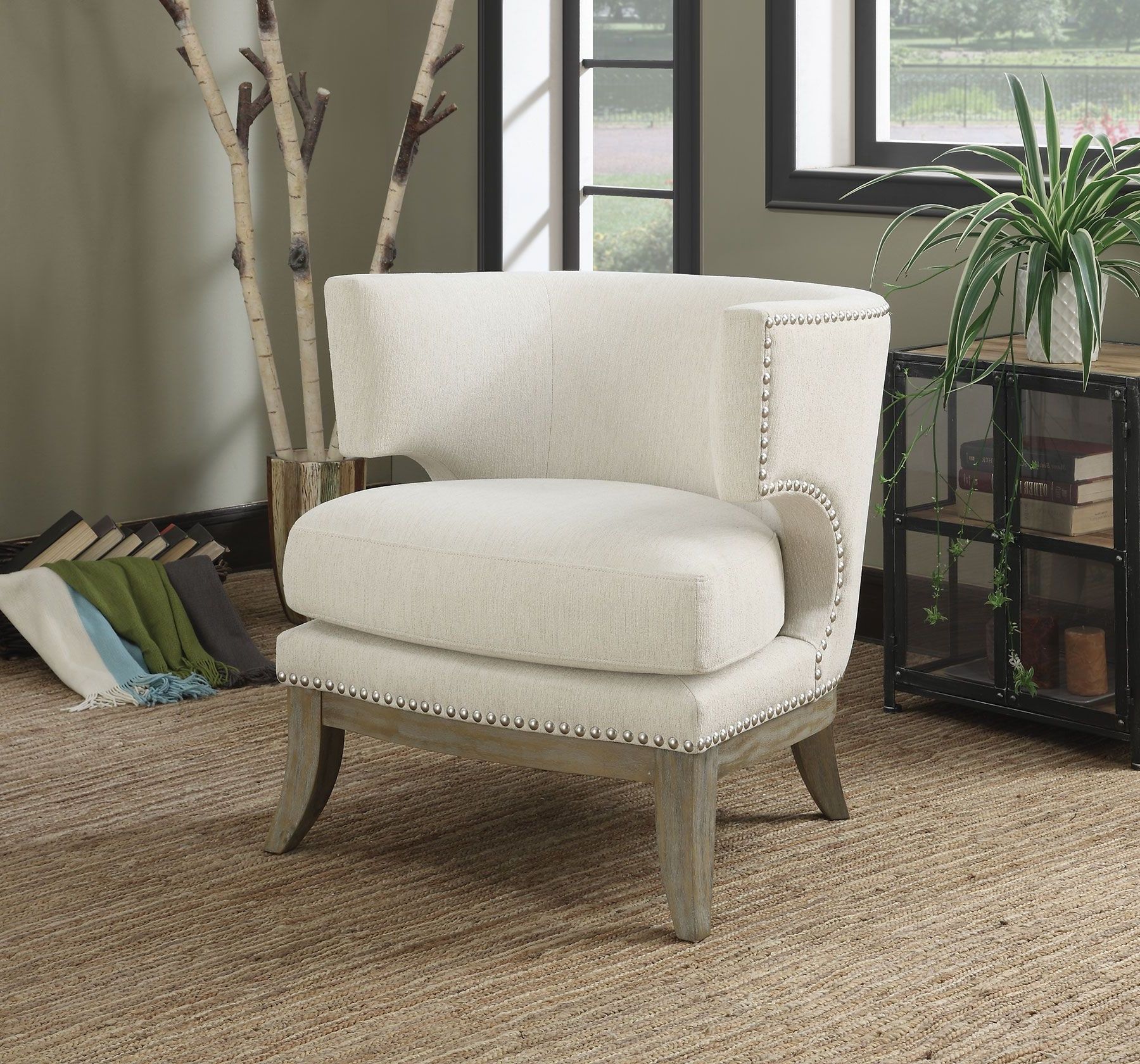 Current White Textured Round Accent Stools In White Chenille Accent Chair – 1stopbedrooms (View 8 of 10)