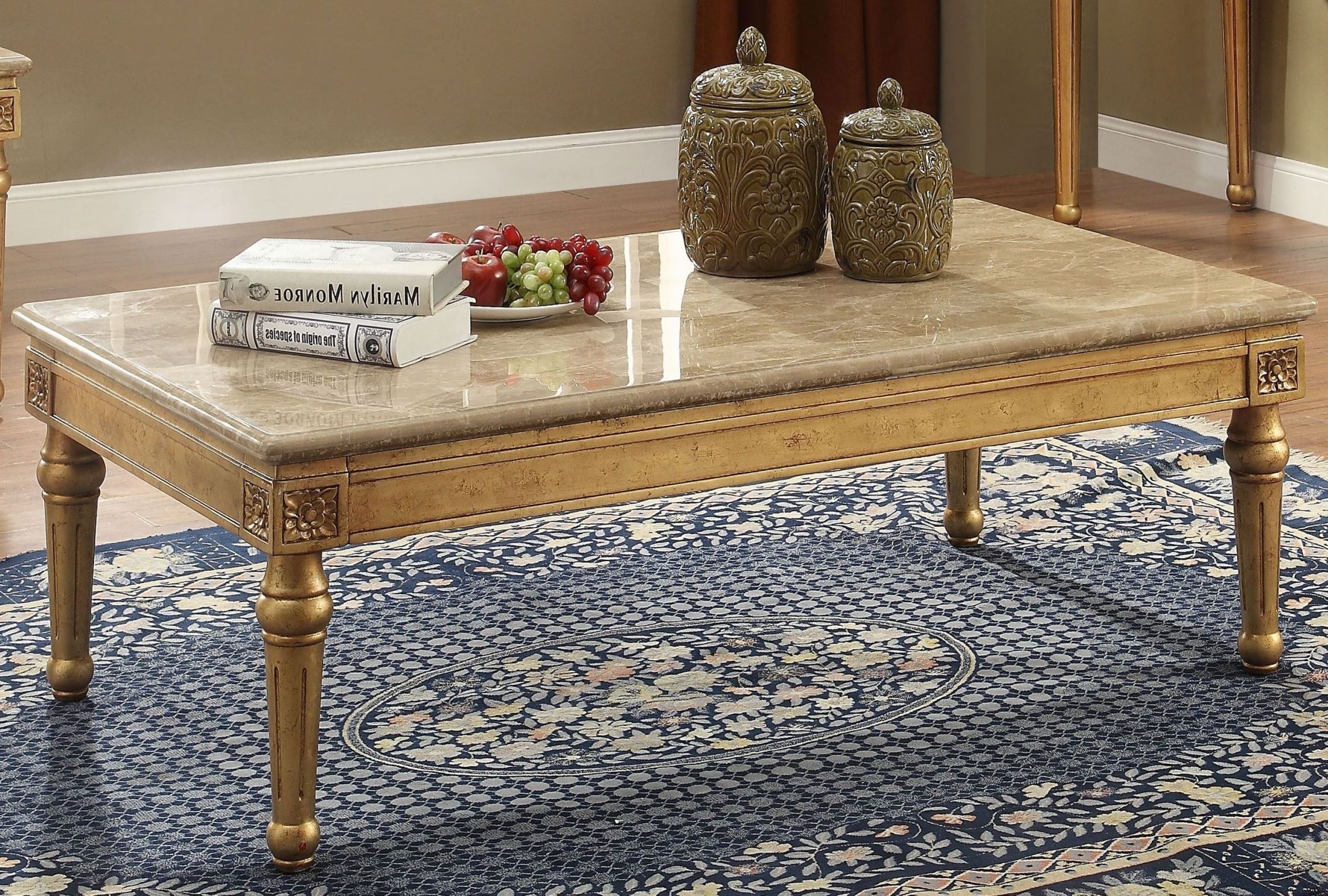 Daesha Marble And Antique Gold Coffee Table – 1stopbedrooms (View 2 of 10)