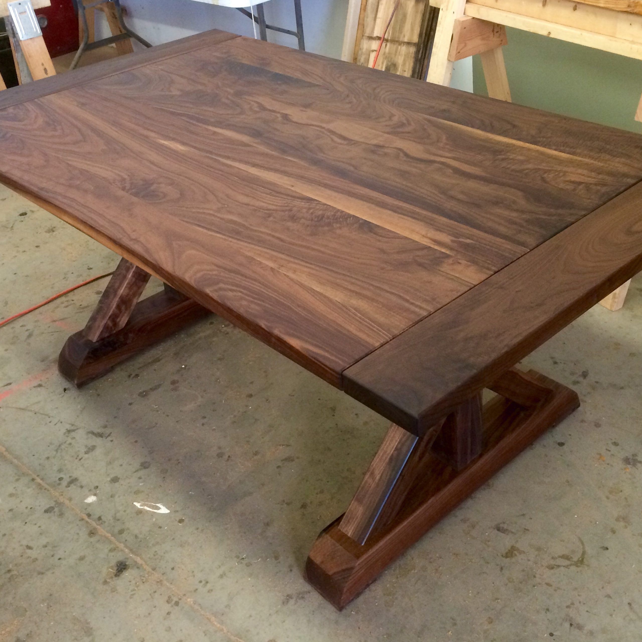 Dark Walnut Drink Tables Pertaining To Well Known Black Walnut Traditional Trestle Table (View 9 of 10)