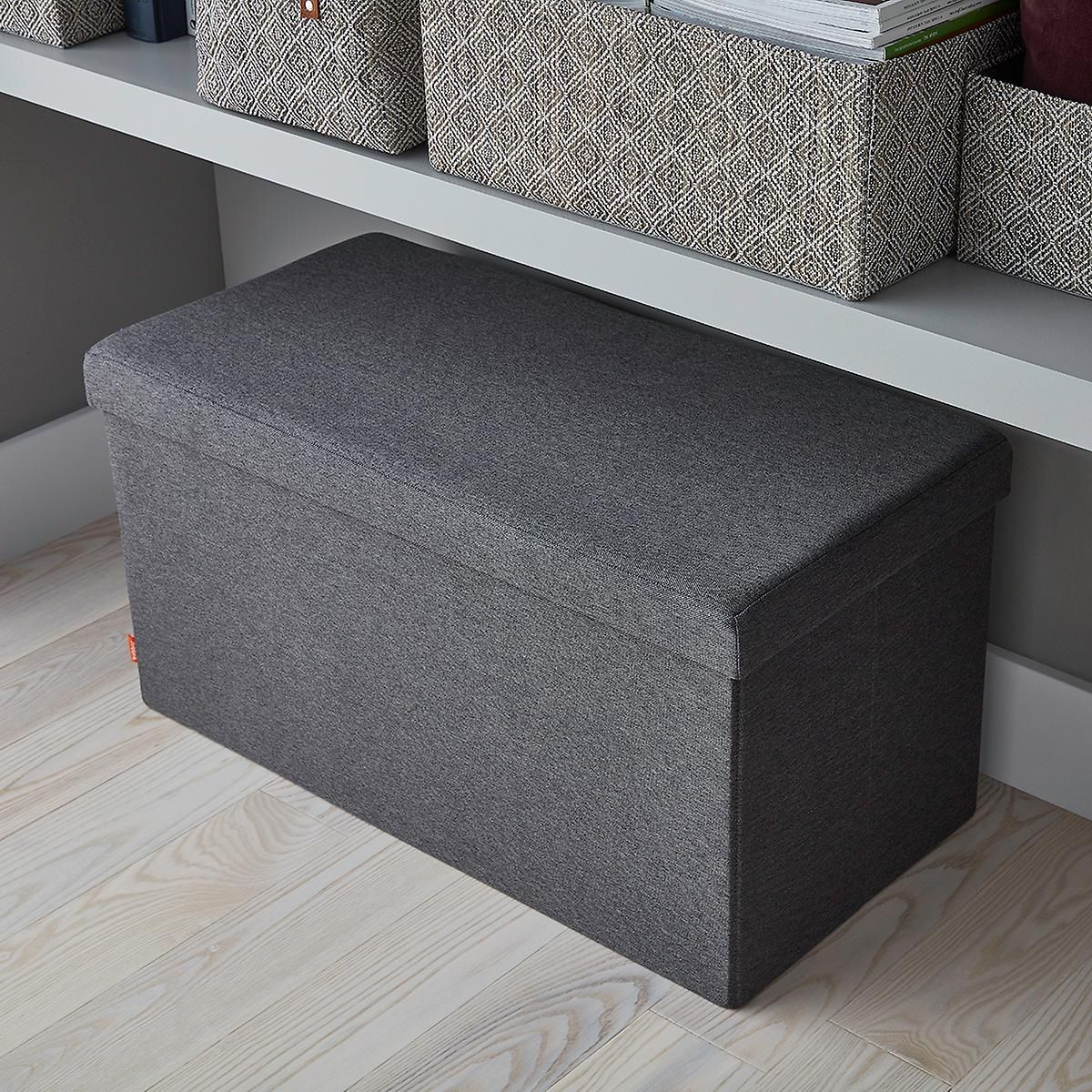Decorative Storage Bins, Storage In Charcoal And Camel Basket Weave Pouf Ottomans (View 3 of 10)