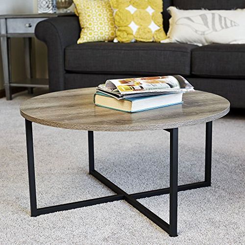 Distressed Pertaining To Current Gray Wood Black Steel Coffee Tables (View 5 of 10)