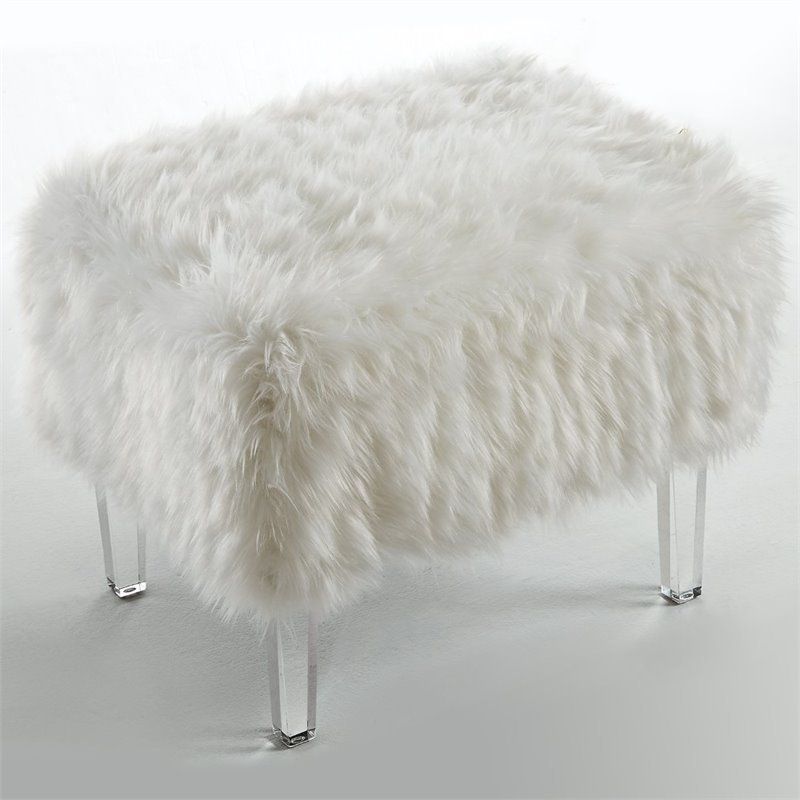 Ebay Throughout White Faux Fur Round Ottomans (View 7 of 10)
