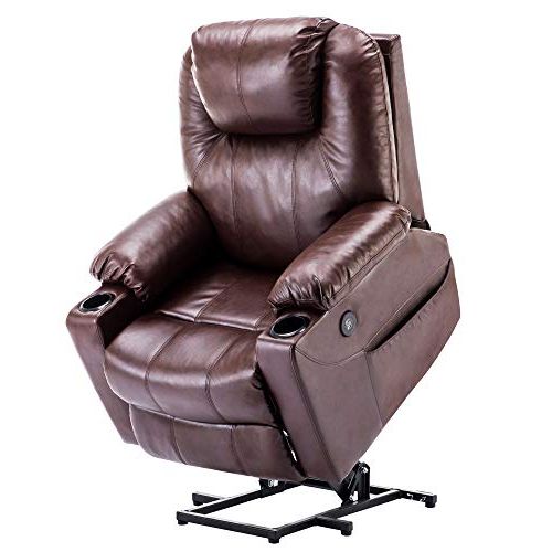 Electric Power Lift Recliner Massage Sofa Heating Chair Lounge Remote Intended For Most Up To Date Black Faux Leather Usb Charging Ottomans (View 4 of 10)