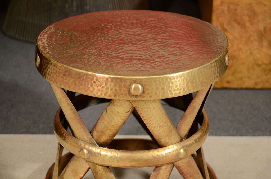 Espresso Antique Brass Stools In Favorite Vintage Hammered Brass Stool At 1stdibs (View 1 of 10)