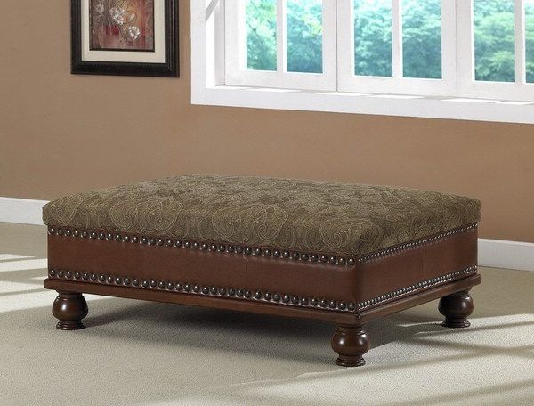 Espresso Leather And Tan Canvas Pouf Ottomans With Well Known Paisley Pine/brown Leather Coffee Table Ottoman – Free Shipping Today (View 9 of 10)