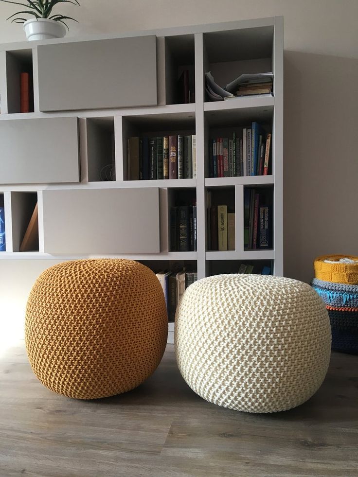 Etsy In Within Most Popular White Ivory Wool Pouf Ottomans (View 4 of 10)