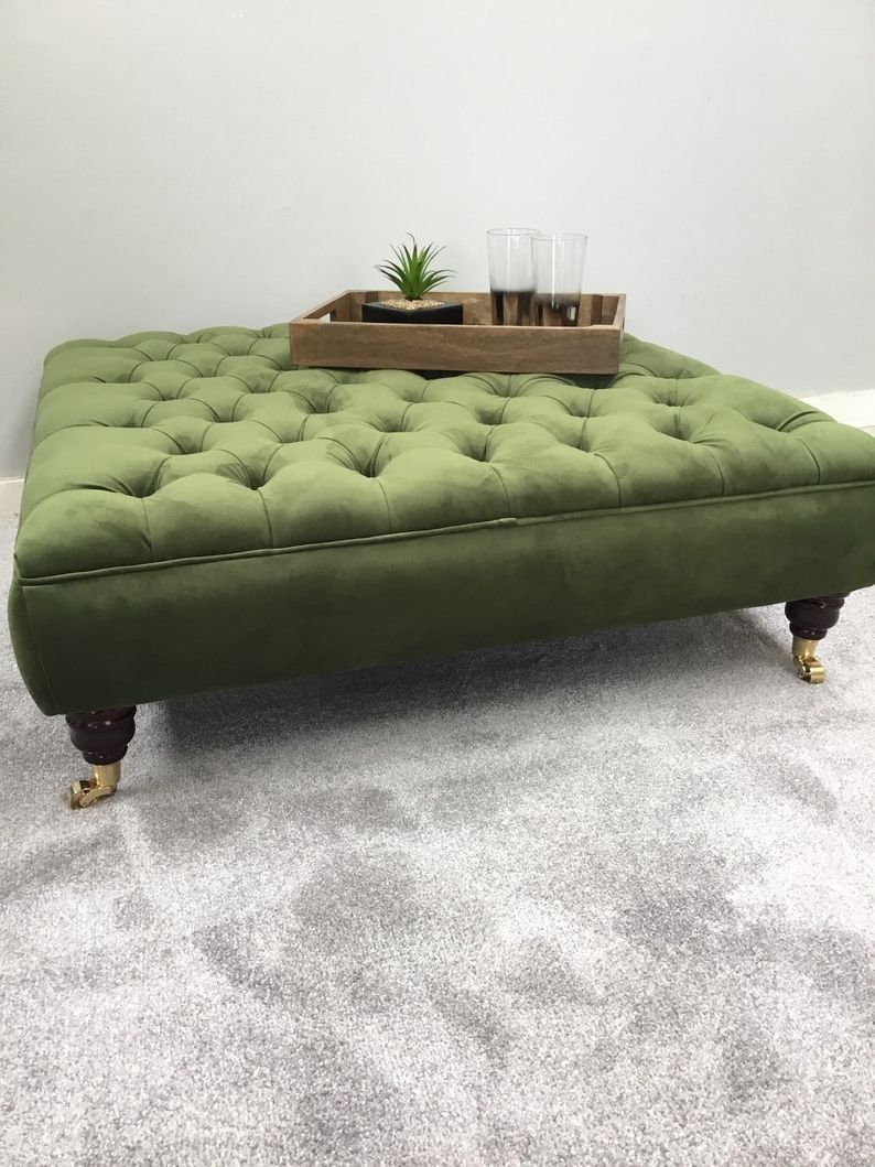 Etsy Pertaining To Green Fabric Oversized Pouf Ottomans (View 1 of 11)