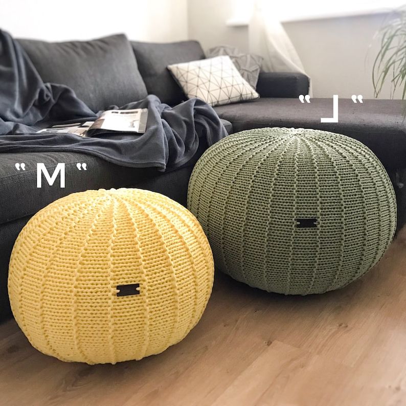 Etsy With Cream Cotton Knitted Pouf Ottomans (View 8 of 10)