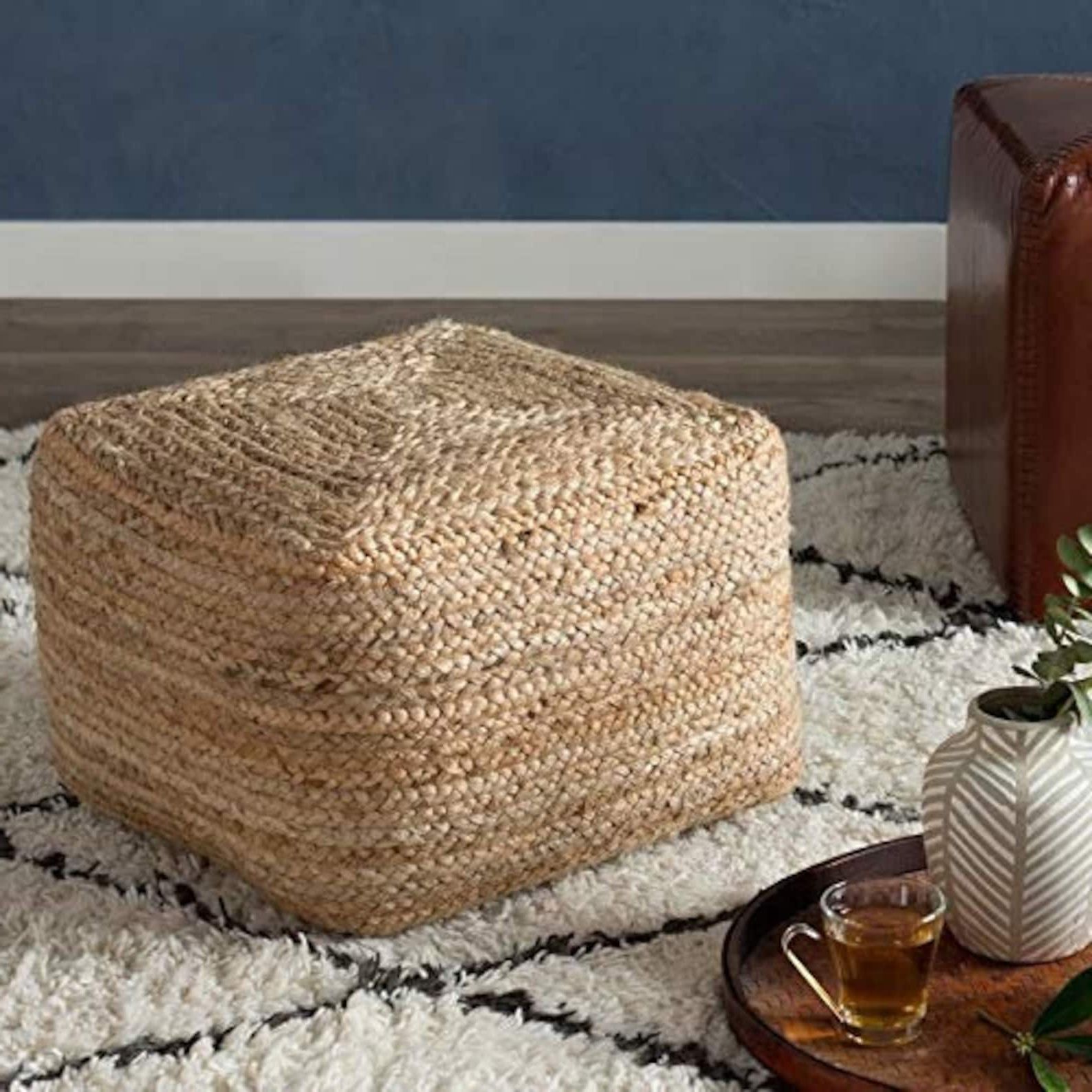 Etsy Within Black Jute Pouf Ottomans (View 6 of 10)