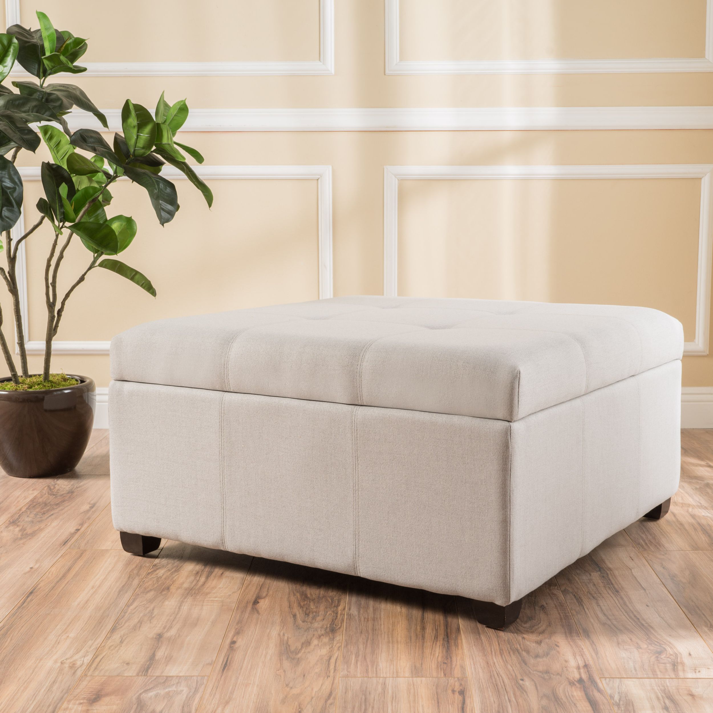 Fabric Storage Ottomans Pertaining To Recent Noble House Carlton Fabric Storage Ottoman,light Grey – Walmart (View 4 of 10)