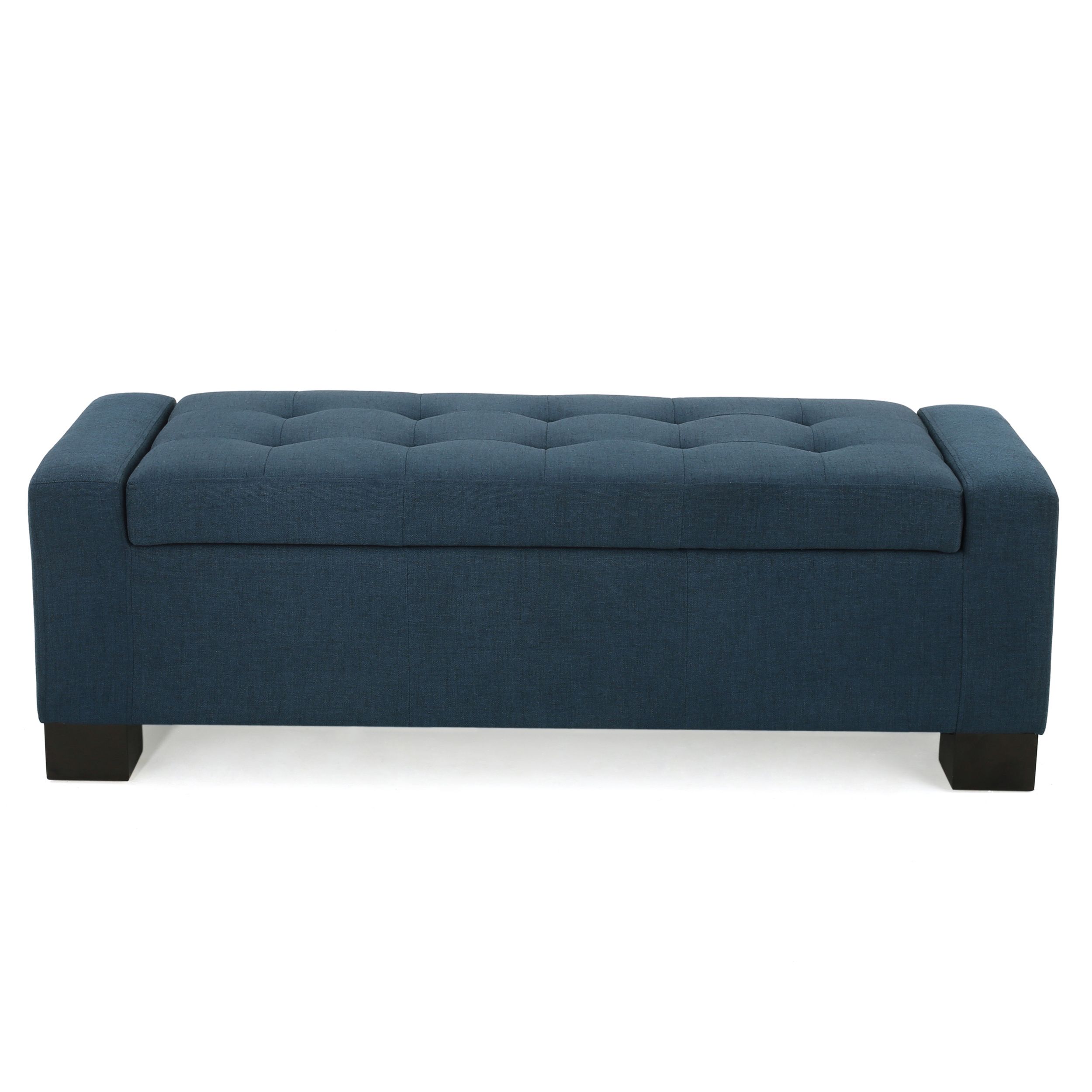 Fabric Tufted Storage Ottomans Intended For Trendy Lawson Contemporary Tufted Fabric Storage Ottoman Bench, Dark Blue (View 3 of 10)