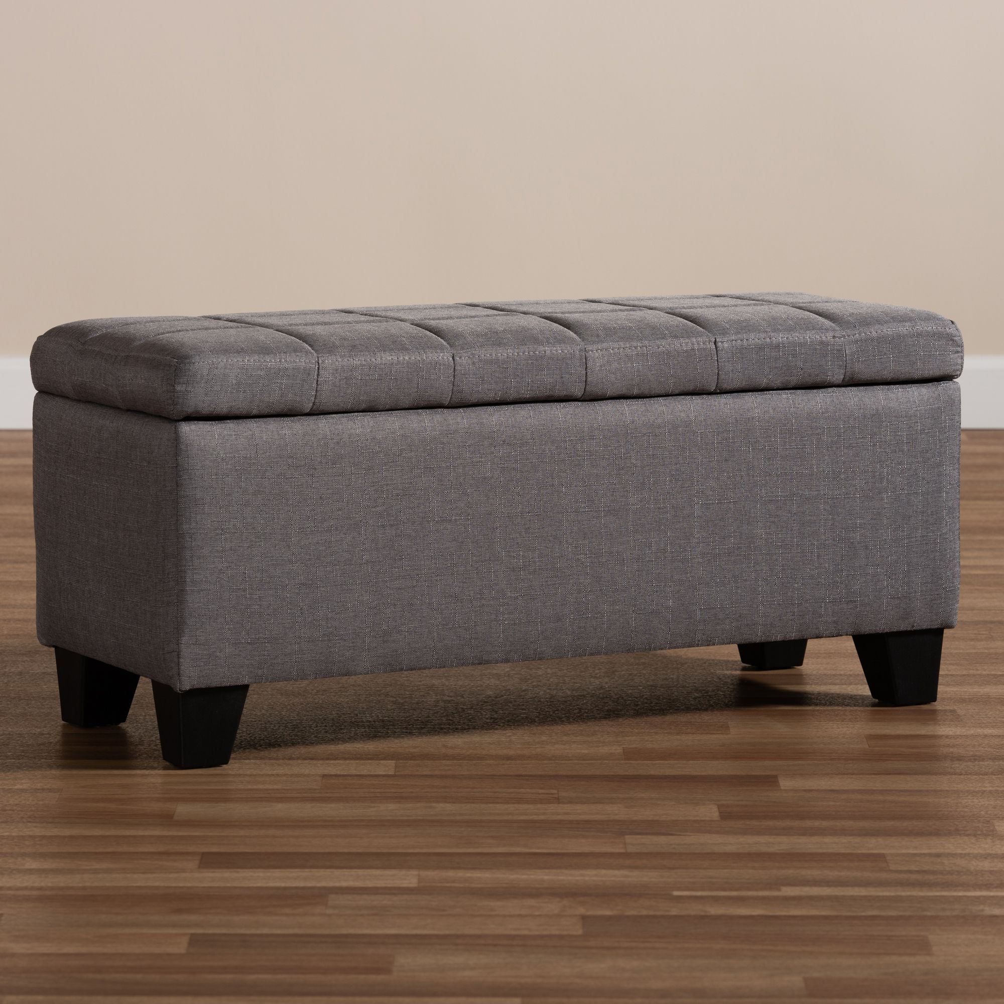 Fabric Tufted Storage Ottomans With Most Recently Released Fera Contemporary Biscuit Tufted Fabric Upholstery 35" Storage Bench (View 2 of 10)