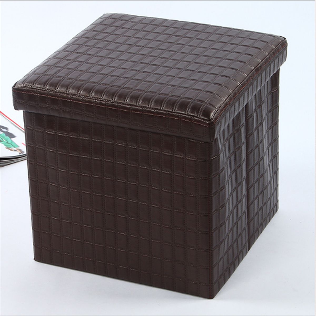Famous 12'' Cube Ottoman Storage Box Lounge Seat Footstools, Stool Seat And Regarding Black Faux Leather Cube Ottomans (View 9 of 10)