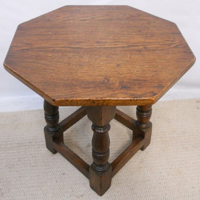 Famous Antique Style Oak Octagonal Top Coffee Table Pertaining To Antique Blue Wood And Gold Coffee Tables (View 4 of 10)