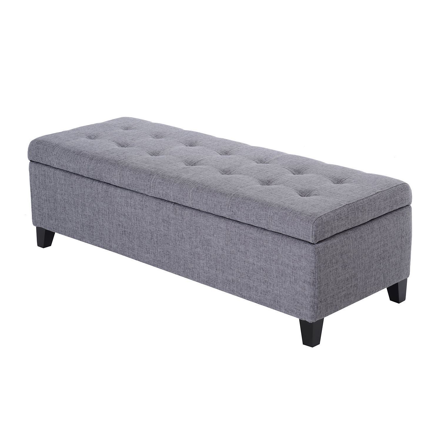 Famous Fabric Storage Ottomans With Regard To Homcom 51" Large Tufted Linen Fabric Ottoman Storage Bench With Soft (View 2 of 10)