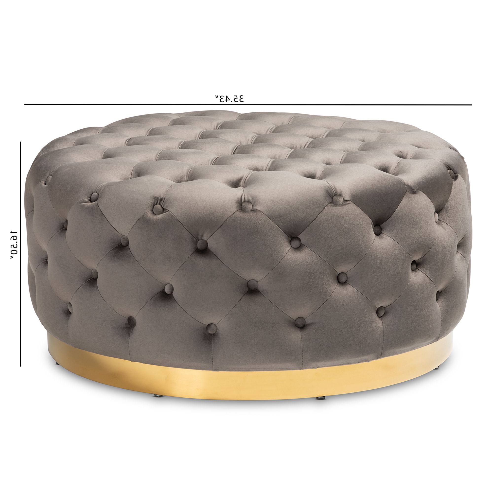 Famous Fabric Tufted Round Storage Ottomans In Sasha Glam & Luxe Tufted Velvet Fabric Gold Finished 35" Round Cocktail (View 10 of 10)