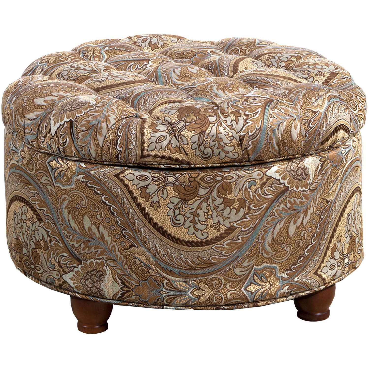 Famous Fabric Tufted Storage Ottomans Throughout Homepop Large Tufted Round Storage Ottoman, Multiple Colors – Walmart (View 8 of 10)