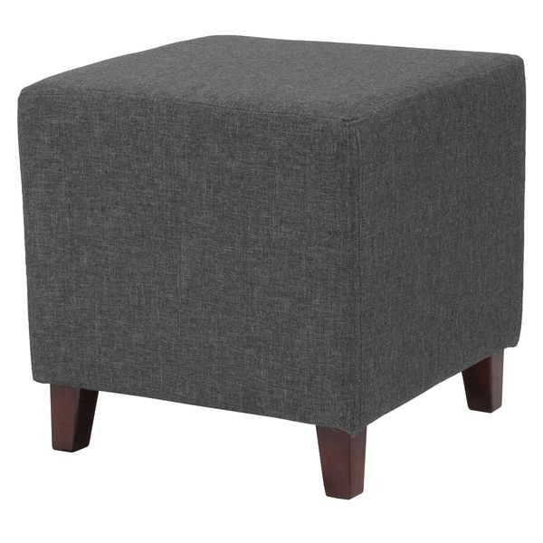 Famous Gray Fabric Oval Ottomans Intended For Salem Dark Grey Fabric Upholstered Cube Ottoman – Overstock –  (View 8 of 10)