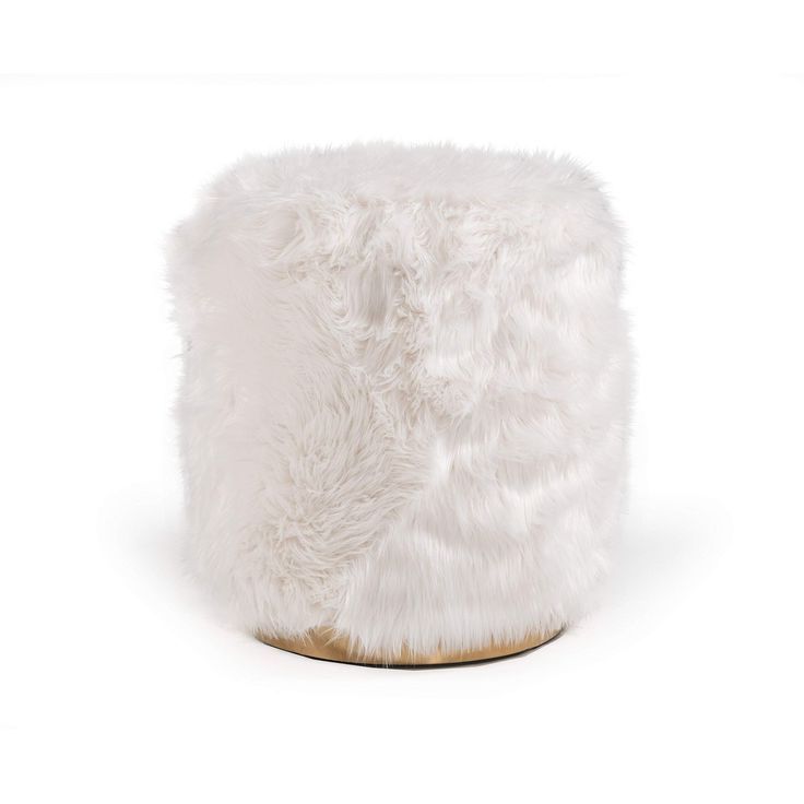 Famous Modern White Faux Fur Gold Ottoman Contemporary Round Stainless Steel In Round Gold Faux Leather Ottomans With Pull Tab (View 7 of 10)