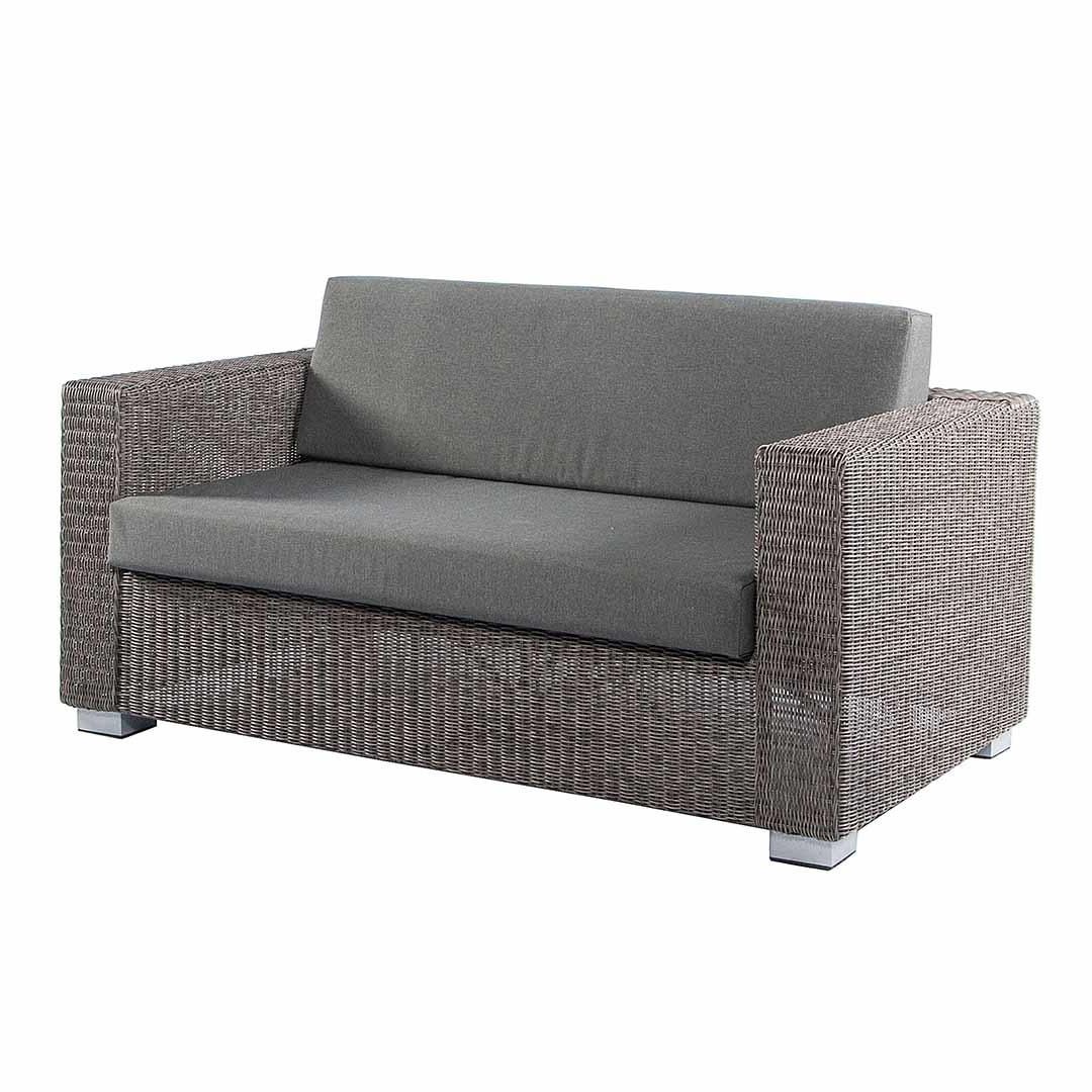 Famous Rattan Garden Lounge Sofa Set Modern Grey Weatherproof Wicker For Charcoal And Camel Basket Weave Pouf Ottomans (View 4 of 10)