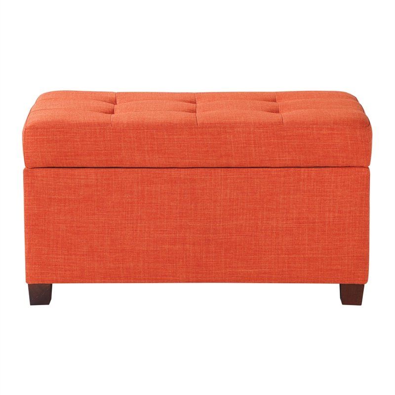 Famous Red Fabric Square Storage Ottomans With Pillows Intended For Storage Ottoman In Tangerine Orange Fabric – Met804 M (View 6 of 10)