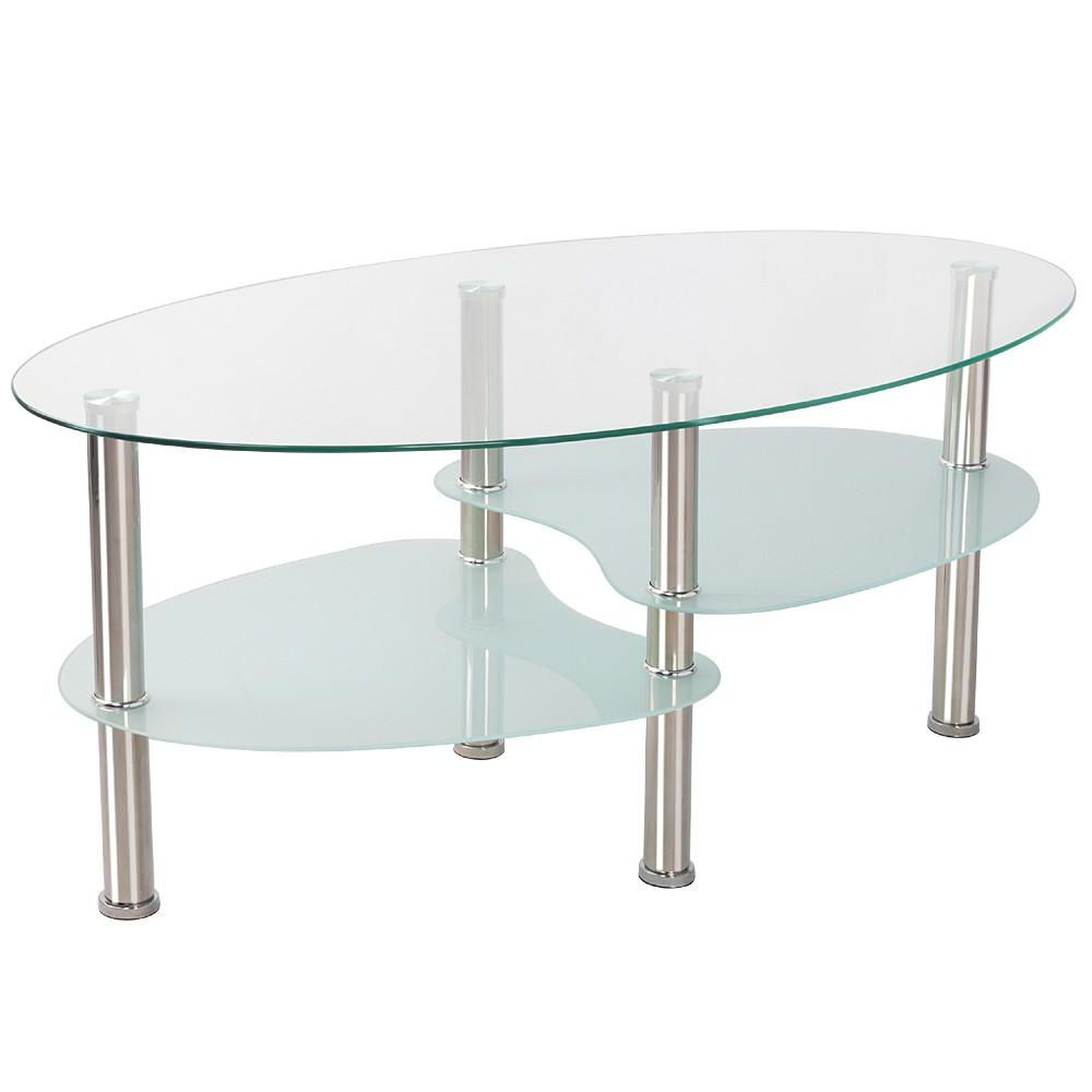 Fashionable 3 Tier Modern Living Room Oval Glass Coffee Table Round Glass Side End With Regard To Chrome And Glass Modern Coffee Tables (View 4 of 10)