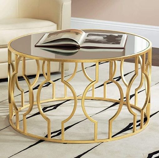 Fashionable Fara 35 1/2" Wide Gold Leaf Round Coffee Table – 55 Downing Street In Pertaining To Leaf Round Coffee Tables (View 9 of 10)