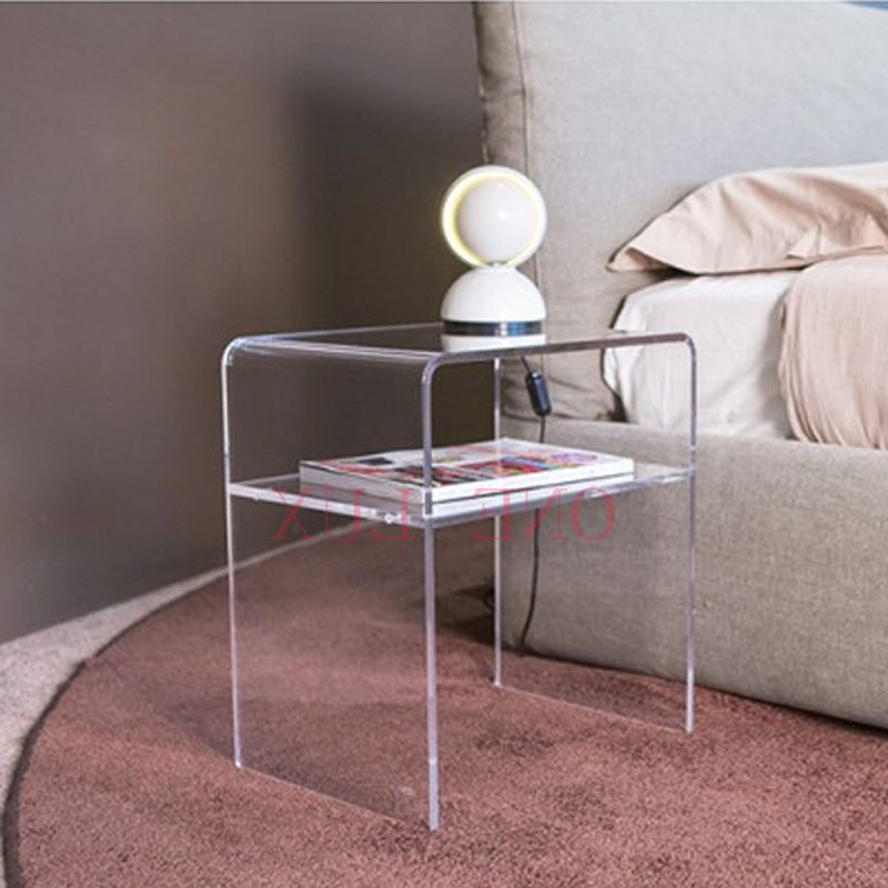 Fashionable Gold And Clear Acrylic Side Tables Intended For One Lux Plain And Elegant Clear Transparent Perspex Acrylic Bedside (View 2 of 10)