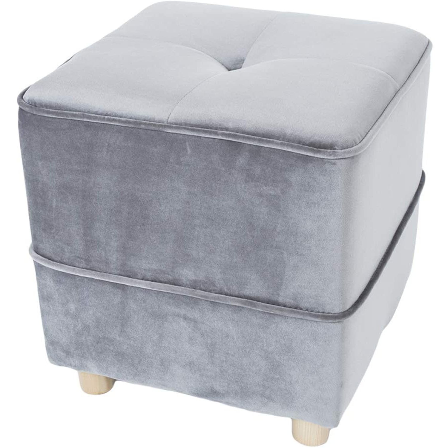 Fashionable Gray And Beige Solid Cube Pouf Ottomans In Nmdcdh Footstool Ottoman,square Cube Footrest Tufted Upholstered Velvet (View 7 of 10)