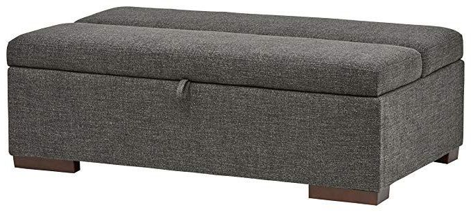 Fashionable Light Gray Fold Out Sleeper Ottomans For Rivet Fold Modern Ottoman Sofa Bed, 48" W, Dark Grey (View 5 of 10)