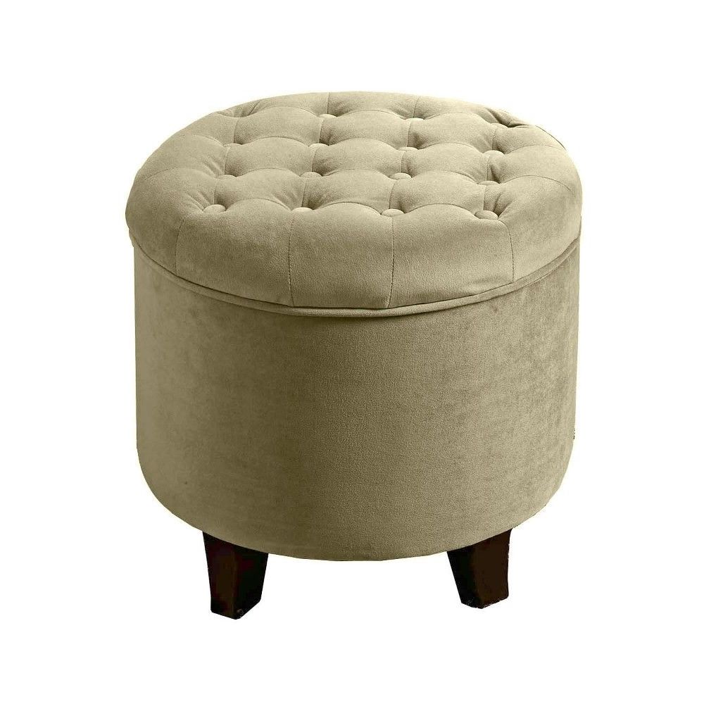 Fashionable Light Gray Tufted Round Wood Ottomans With Storage Within Large Round Button Tufted Storage Ottoman Light Gray – Homepop, Dark (View 9 of 10)