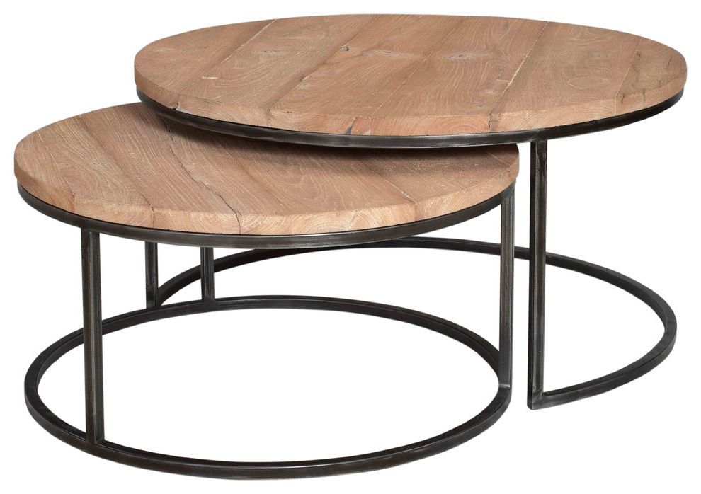 Fashionable Natural And Caviar Black Cocktail Tables Throughout Denton Collection – Round Nesting Coffee Table(set Of 2) – Industrial (View 3 of 10)