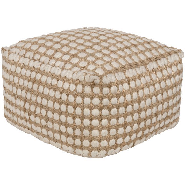Fashionable Oak Cove White And Khaki Pouf Surya Pouf Ottomans Living Room Furniture With Regard To Oak Cove White And Khaki Woven Pouf Ottomans (View 8 of 10)