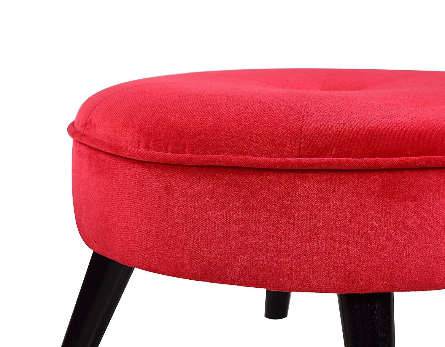 Fashionable Red Small Footstool Round Footrest Ottoman In Velvet Upholstery Dark Inside Dark Red And Cream Woven Pouf Ottomans (View 2 of 10)