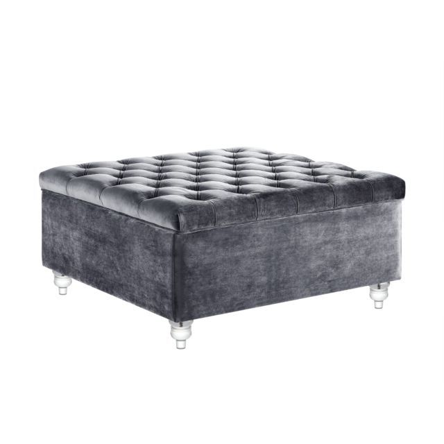Fashionable Royal Blue / Slate Gray Velvet Square Tufted Cocktail Ottoman Coffee Pertaining To Royal Blue Tufted Cocktail Ottomans (View 4 of 10)