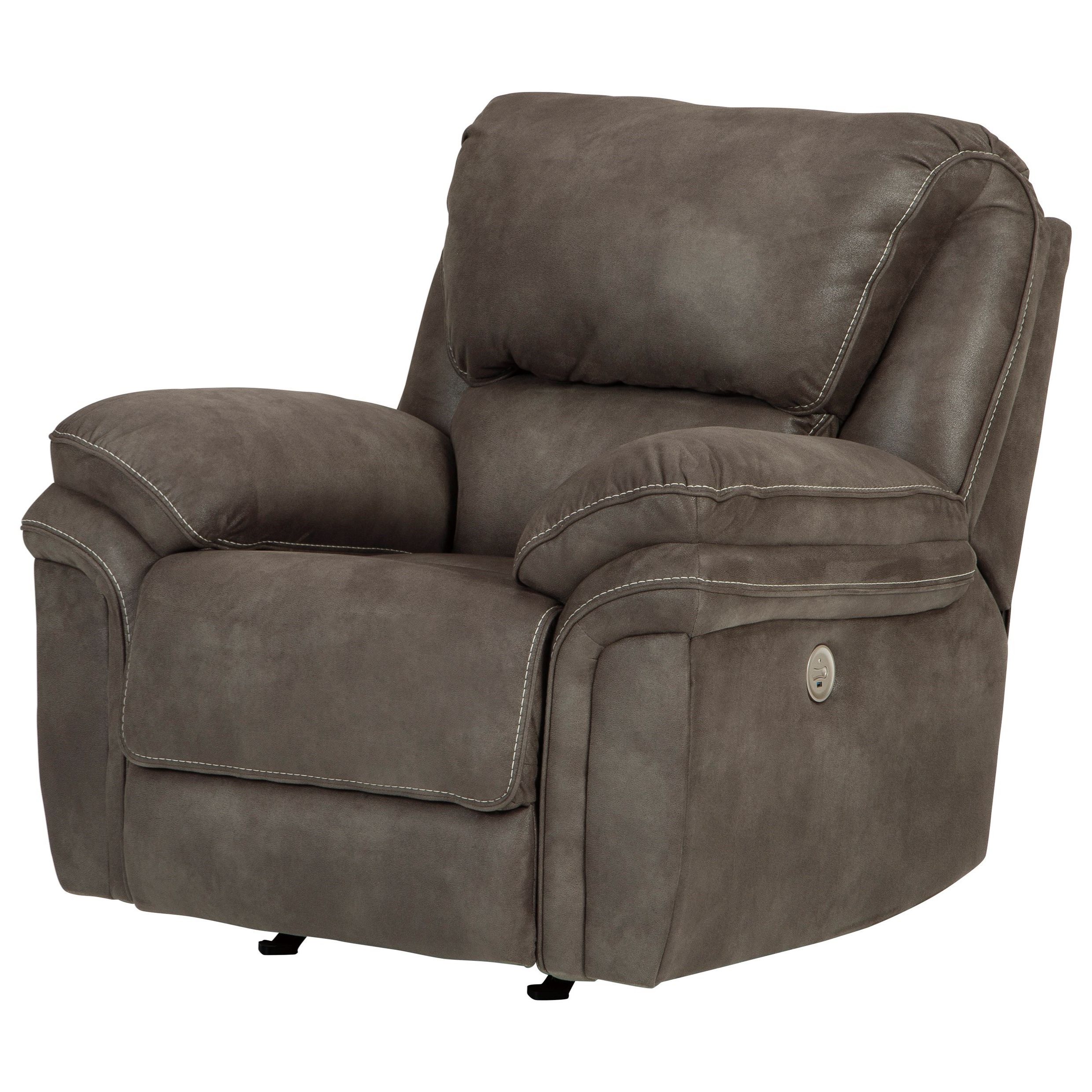 Faux Leather Ac And Usb Charging Ottomans Pertaining To Well Known Benchcraft Trementon Faux Suede Power Rocker Recliner W/ Usb Charging (View 2 of 10)