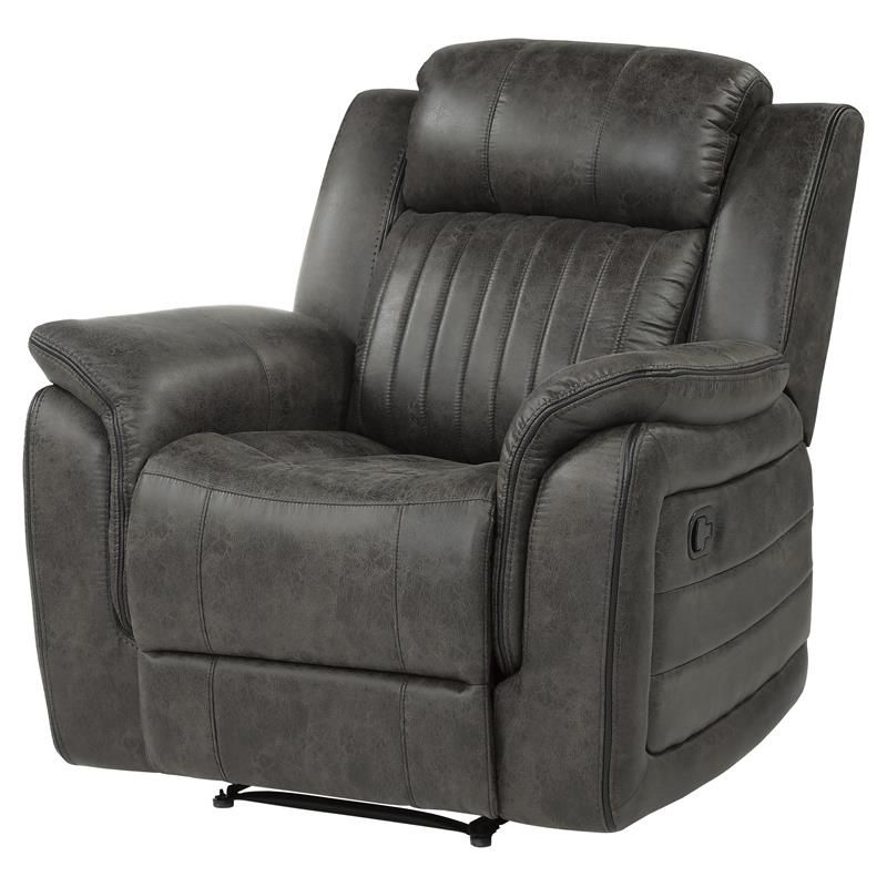 Faux Leather Ac And Usb Charging Ottomans Throughout Latest Coaster Berri Faux Leather Swivel Recliner In Beige And Black –  (View 9 of 10)